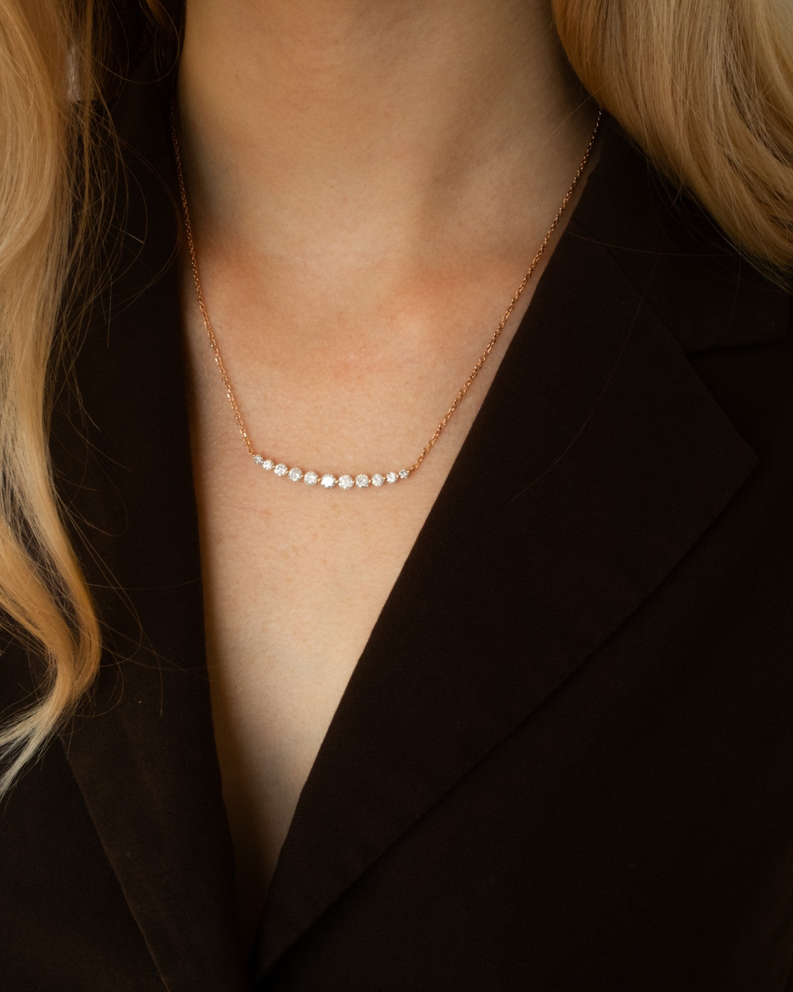 1.0 CT Round Bezel Solitaire Lab Grown Diamond Necklace