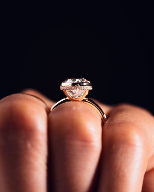 Cushion Hidden Halo Lab Grown Diamond Engagement Ring