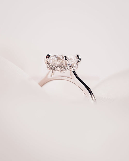 Cushion Hidden Halo Lab Grown Diamond Engagement Ring