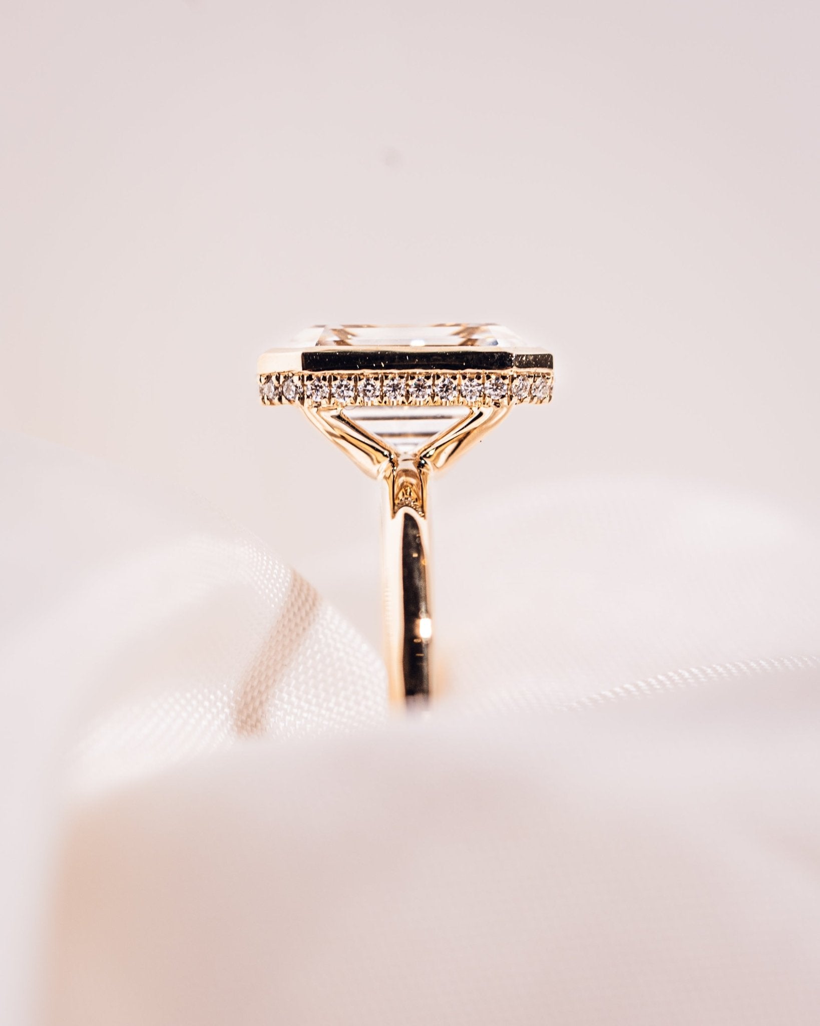 Cushion Hidden Halo Lab Grown Diamond Engagement Ring