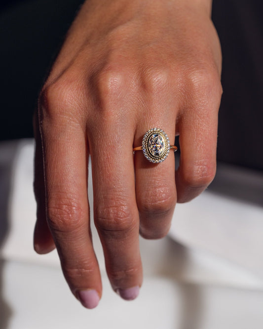 Cushion Hidden Halo Lab Grown Diamond Engagement Ring