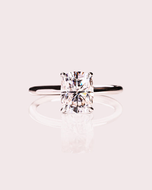 Cushion Hidden Halo Lab Grown Diamond Engagement Ring