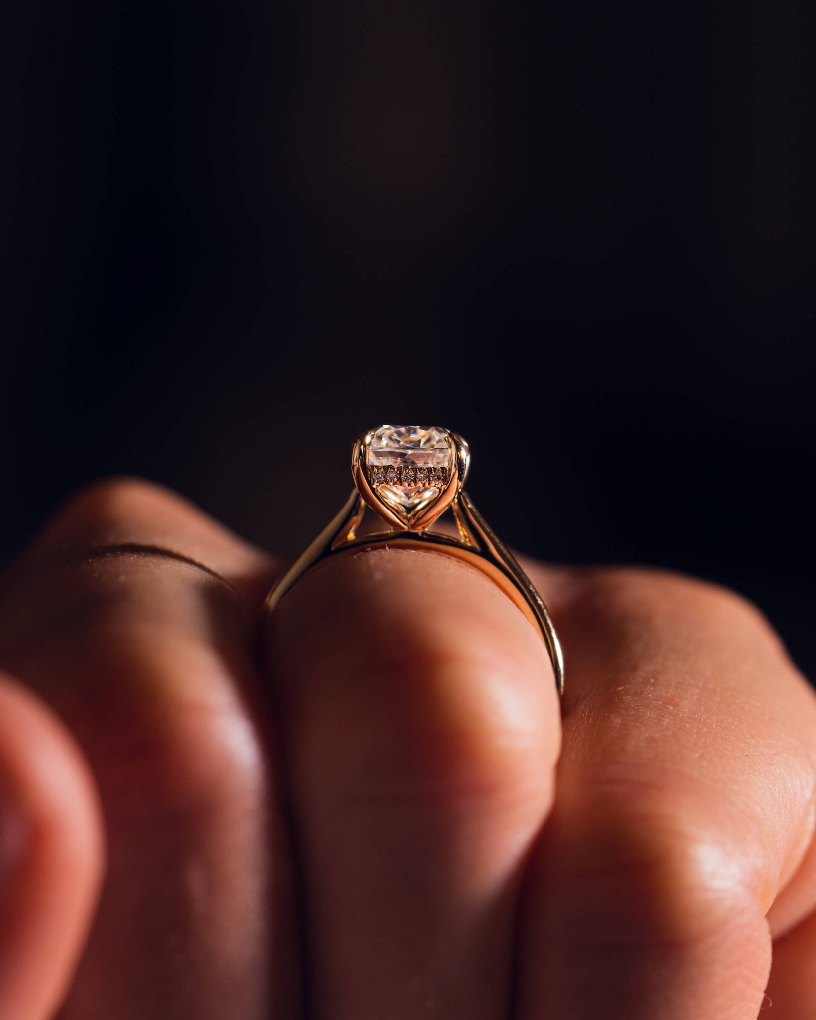 Cushion Hidden Halo Lab Grown Diamond Engagement Ring