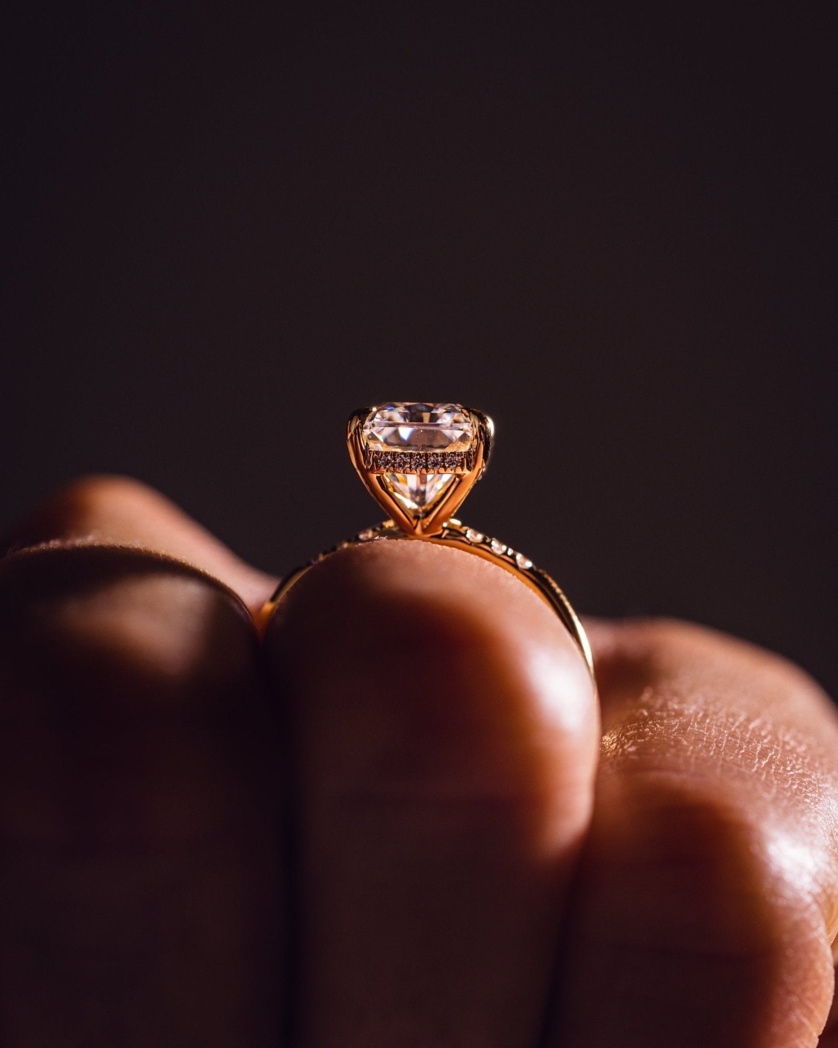 Cushion Hidden Halo Lab Grown Diamond Engagement Ring