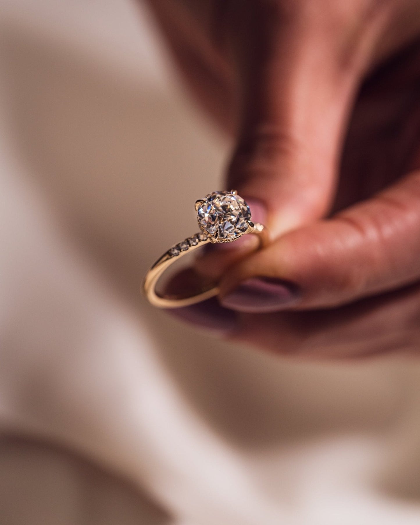 Cushion Hidden Halo Lab Grown Diamond Engagement Ring