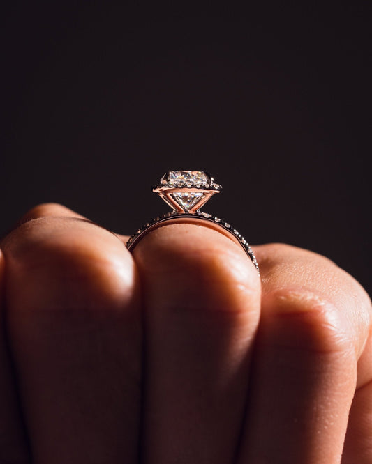 Cushion Hidden Halo Lab Grown Diamond Engagement Ring