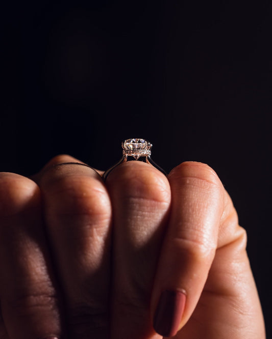 Cushion Hidden Halo Lab Grown Diamond Engagement Ring