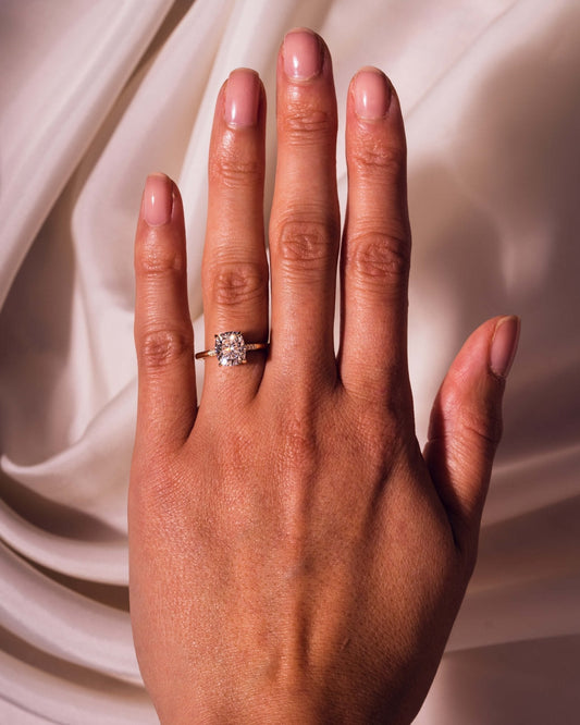 Cushion Hidden Halo Lab Grown Diamond Engagement Ring