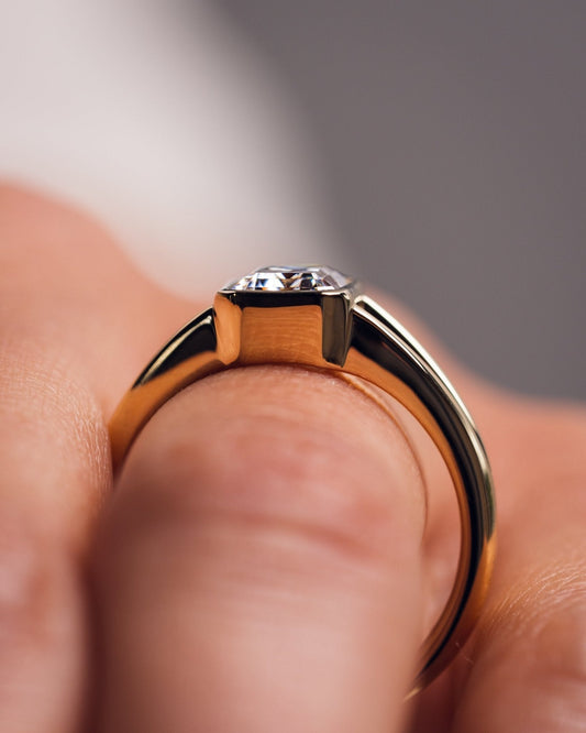 Cushion Hidden Halo Lab Grown Diamond Engagement Ring
