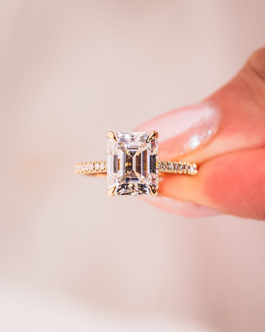 Cushion Hidden Halo Lab Grown Diamond Engagement Ring