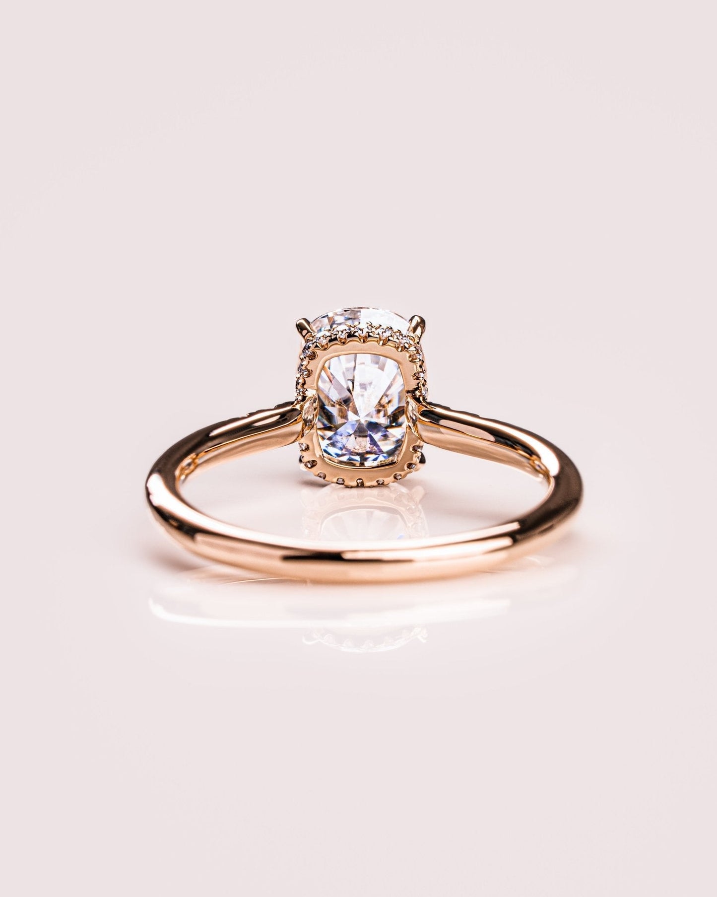 Cushion Hidden Halo Lab Grown Diamond Engagement Ring