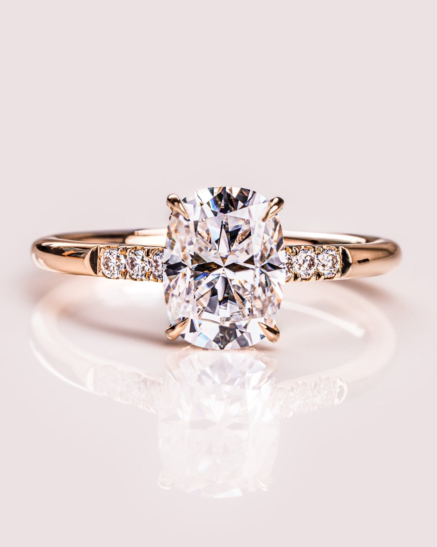 Cushion Hidden Halo Lab Grown Diamond Engagement Ring