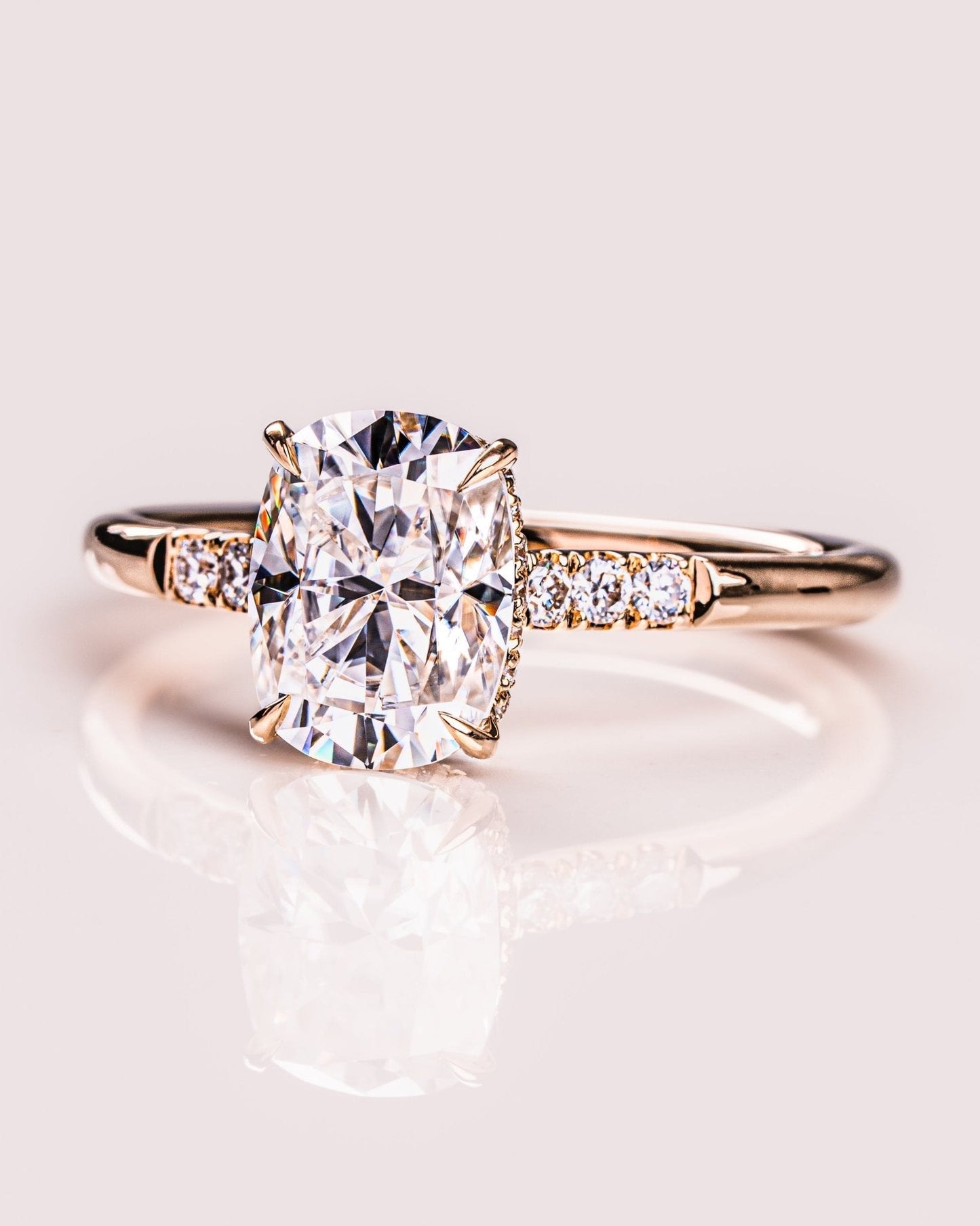 Cushion Hidden Halo Lab Grown Diamond Engagement Ring