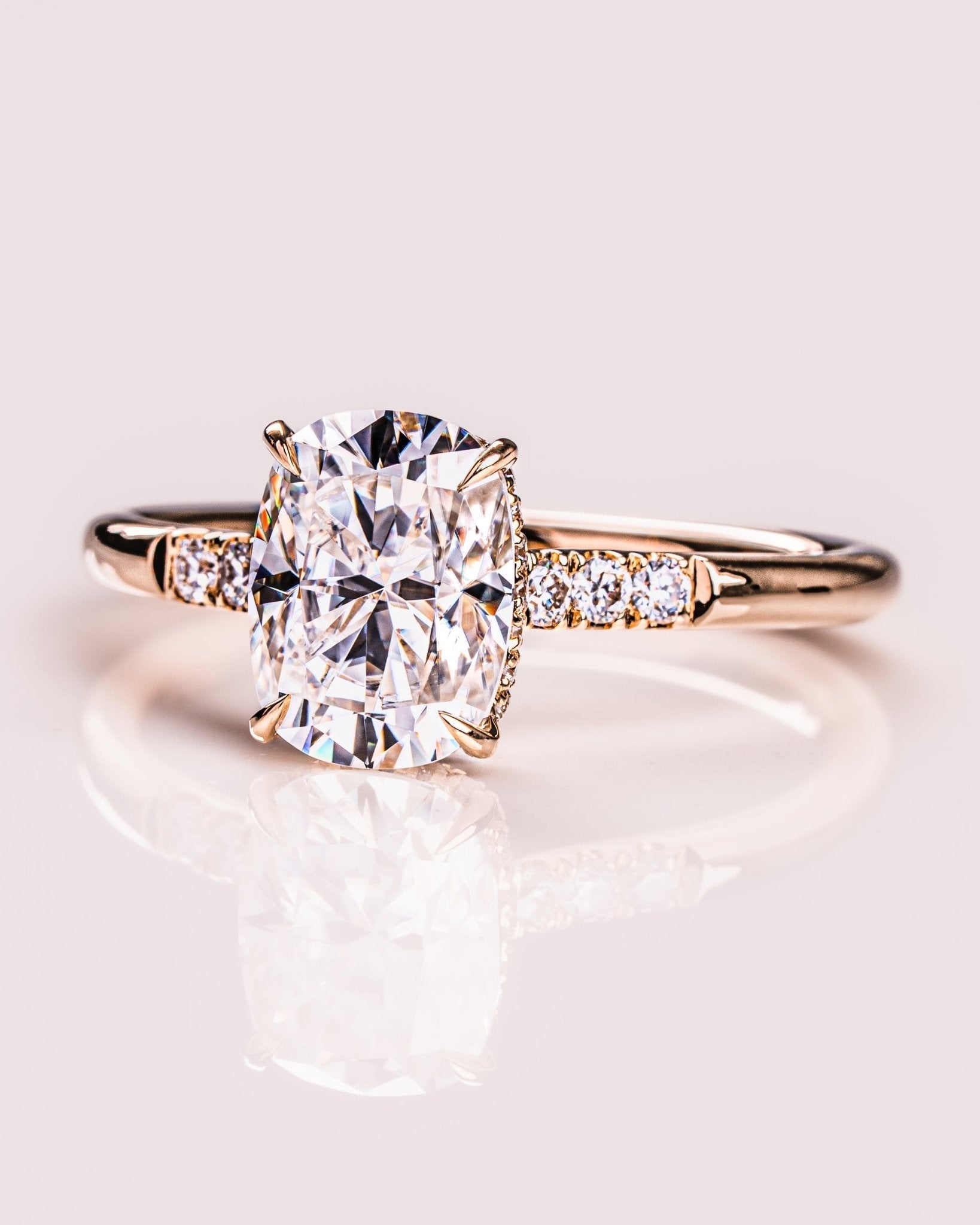 Cushion Hidden Halo Lab Grown Diamond Engagement Ring