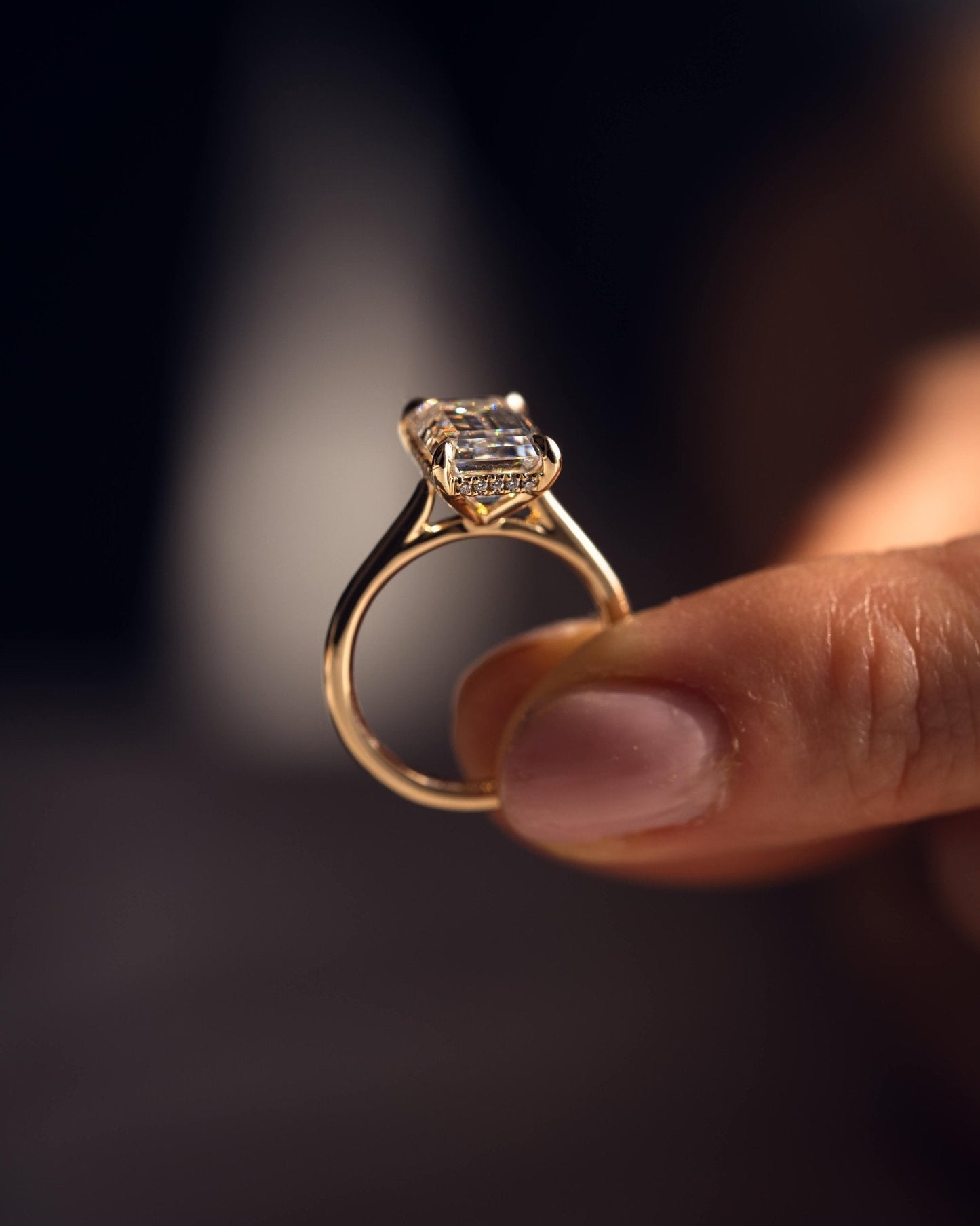 Cushion Hidden Halo Lab Grown Diamond Engagement Ring