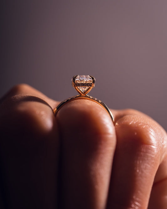 Cushion Hidden Halo Lab Grown Diamond Engagement Ring