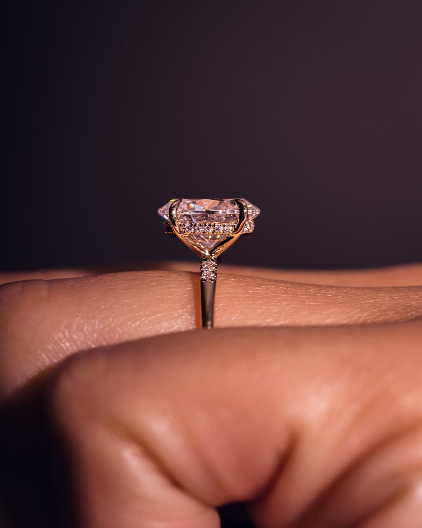 Cushion Hidden Halo Lab Grown Diamond Engagement Ring