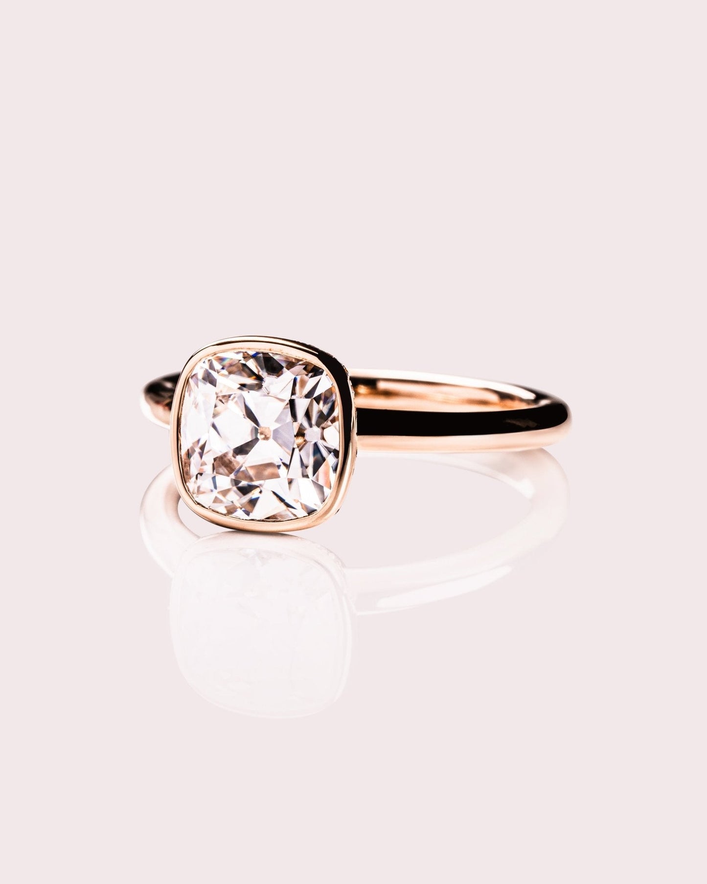 Cushion Hidden Halo Lab Grown Diamond Engagement Ring
