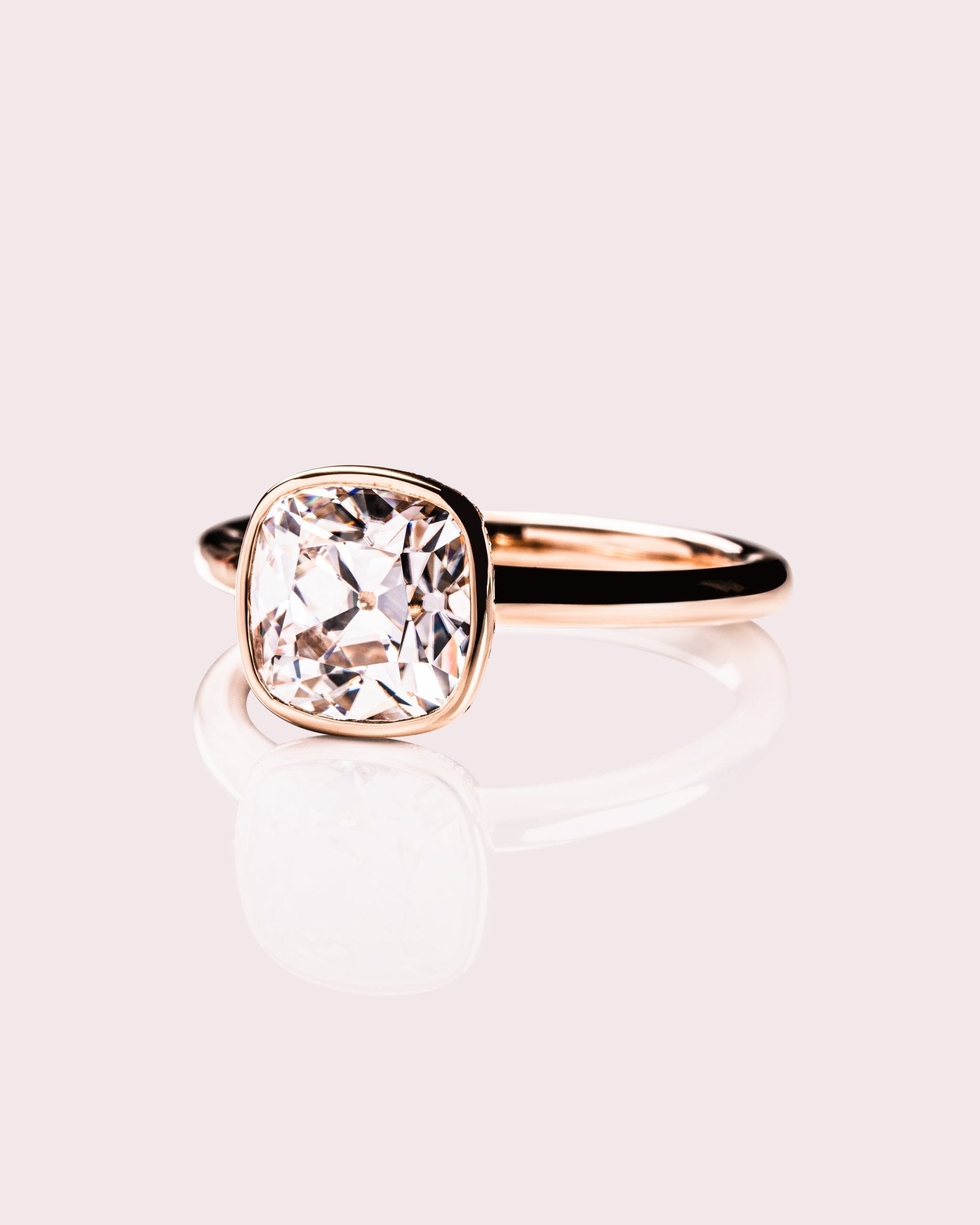 Cushion Hidden Halo Lab Grown Diamond Engagement Ring