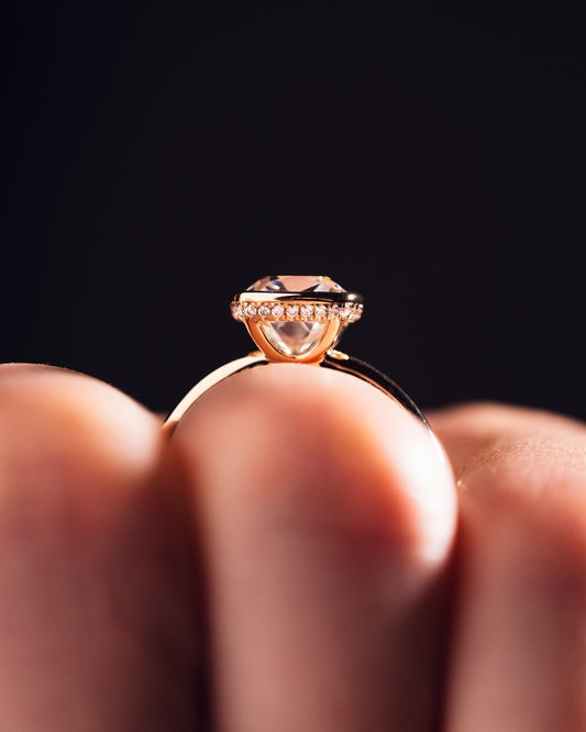 Cushion Hidden Halo Lab Grown Diamond Engagement Ring