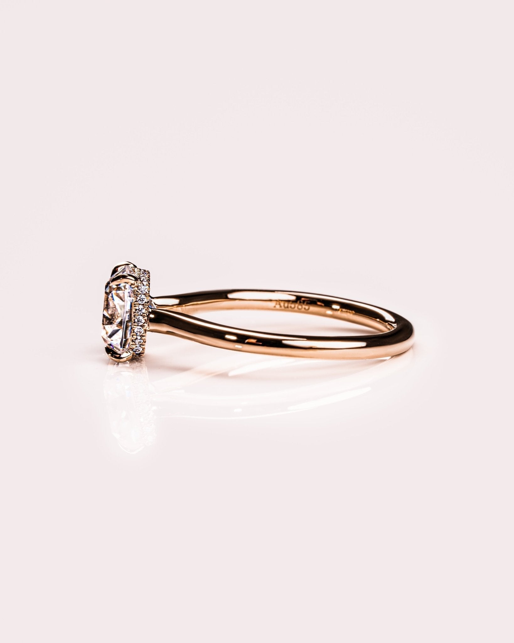 Cushion Hidden Halo Lab Grown Diamond Engagement Ring