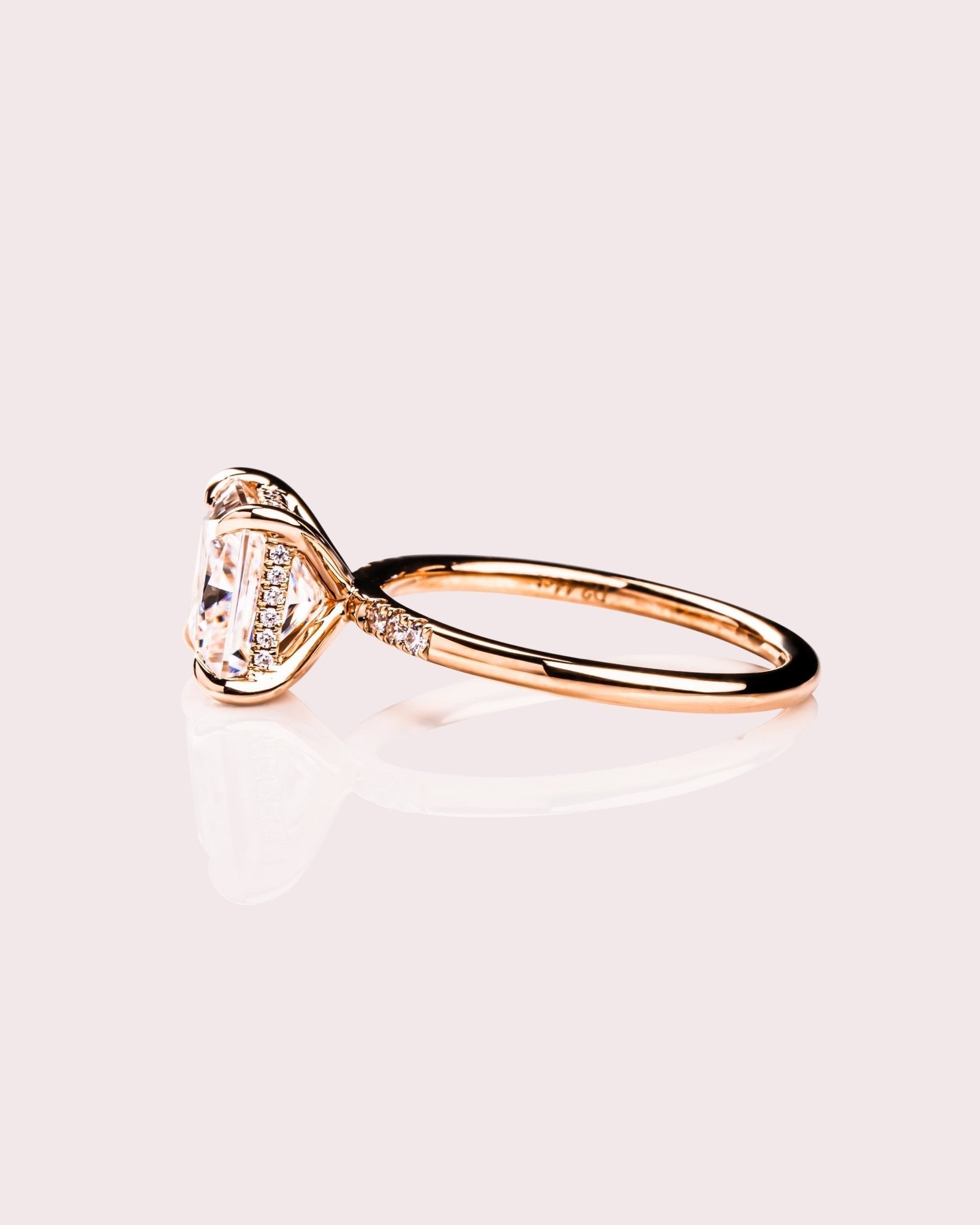 Cushion Hidden Halo Lab Grown Diamond Engagement Ring