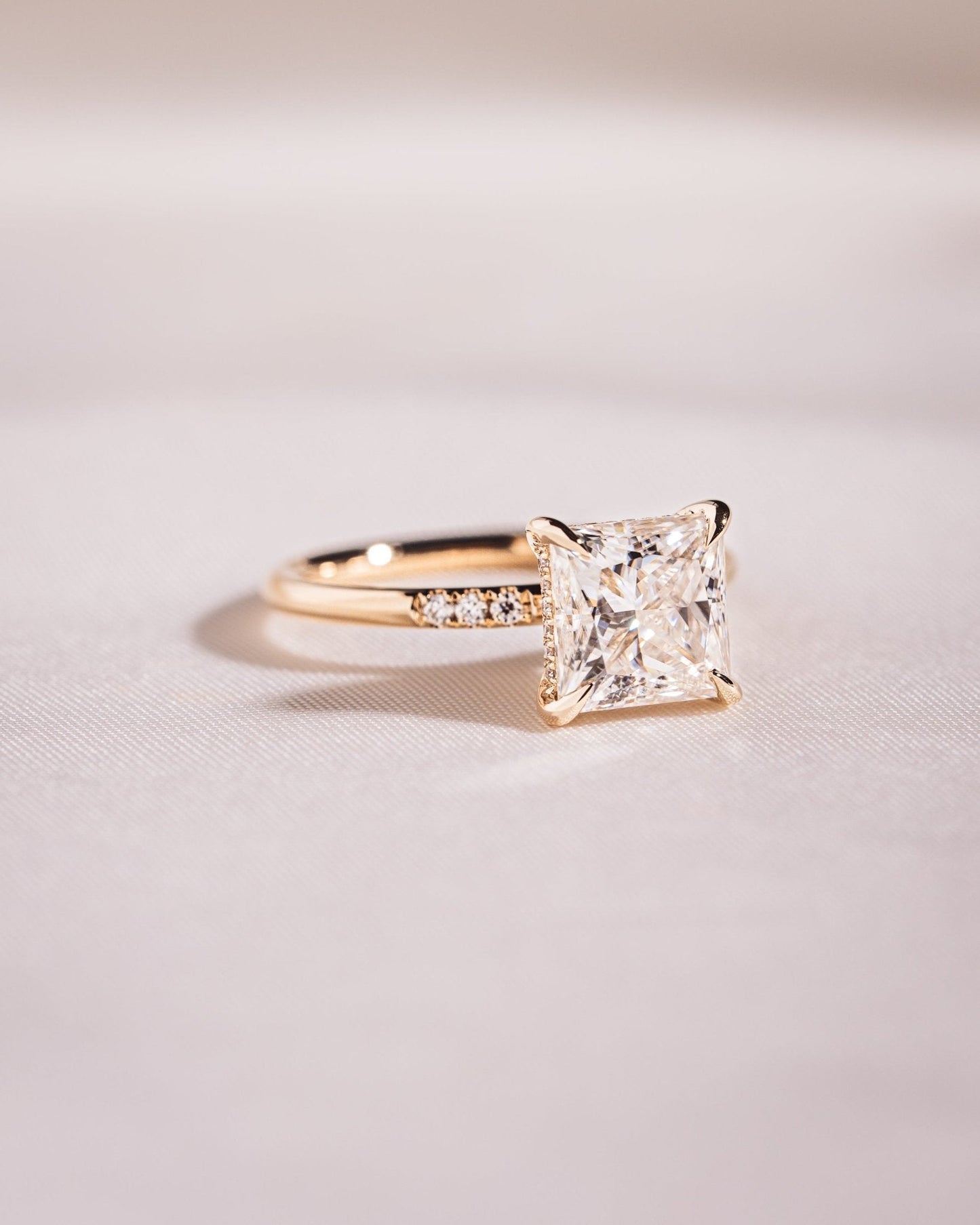Cushion Hidden Halo Lab Grown Diamond Engagement Ring