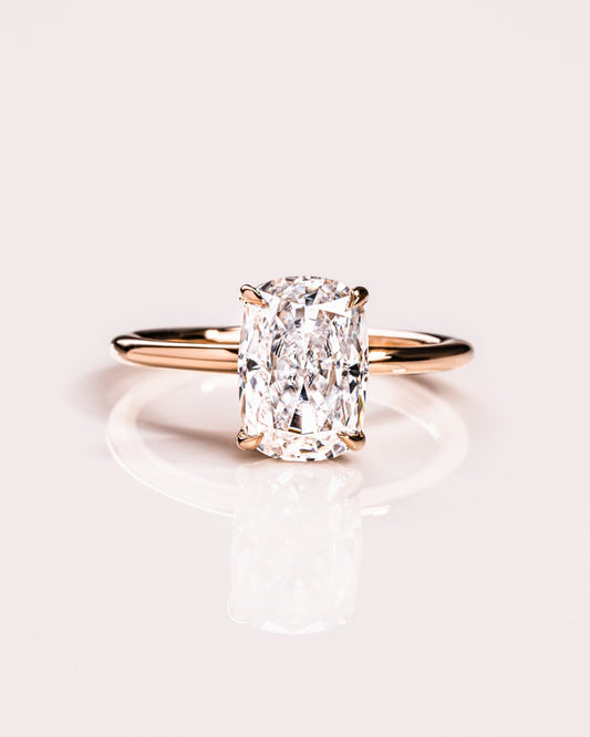 Cushion Hidden Halo Lab Grown Diamond Engagement Ring