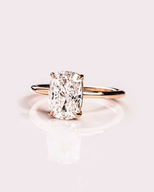 Cushion Hidden Halo Lab Grown Diamond Engagement Ring