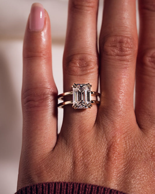 Cushion Hidden Halo Lab Grown Diamond Engagement Ring