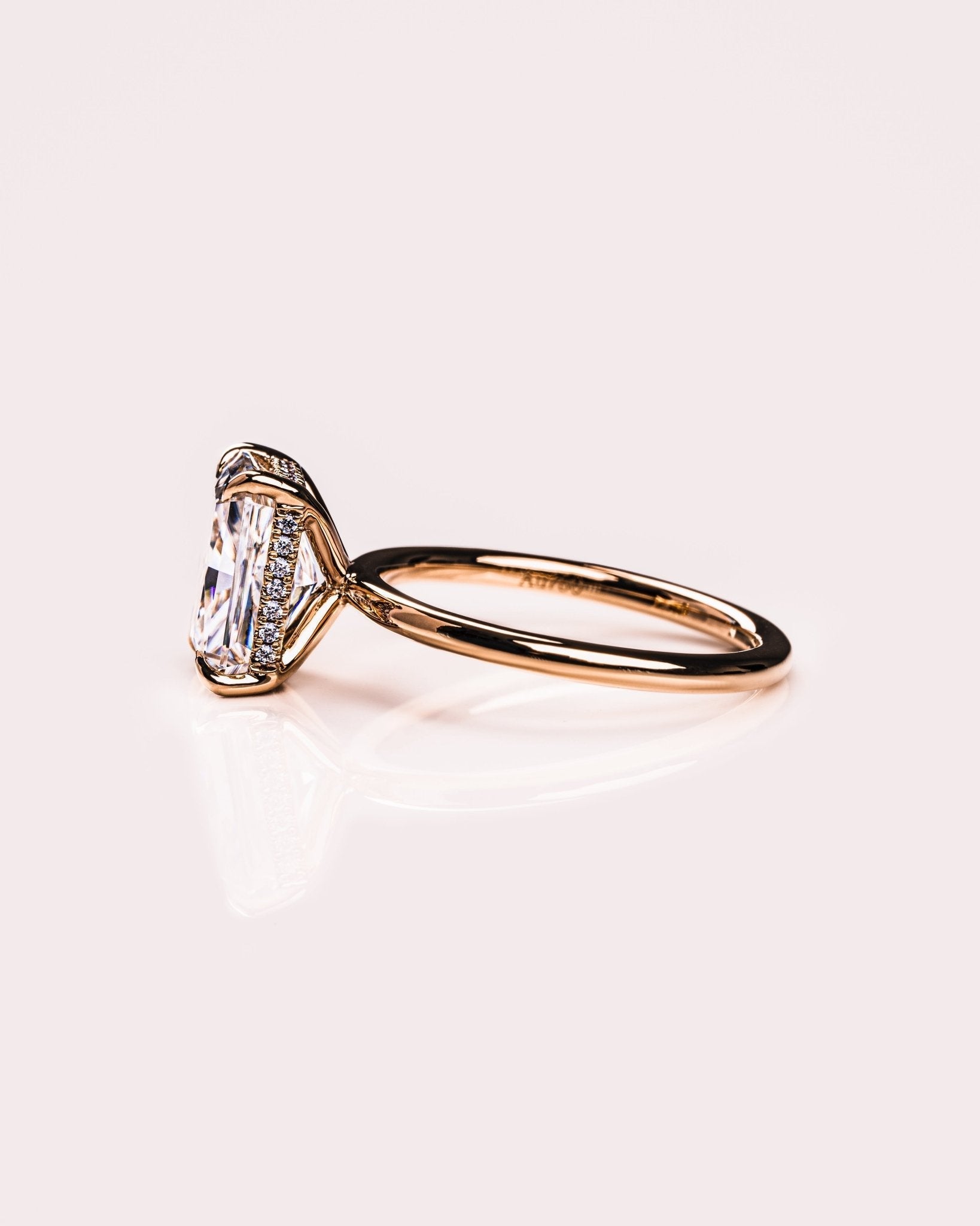 Cushion Hidden Halo Lab Grown Diamond Engagement Ring