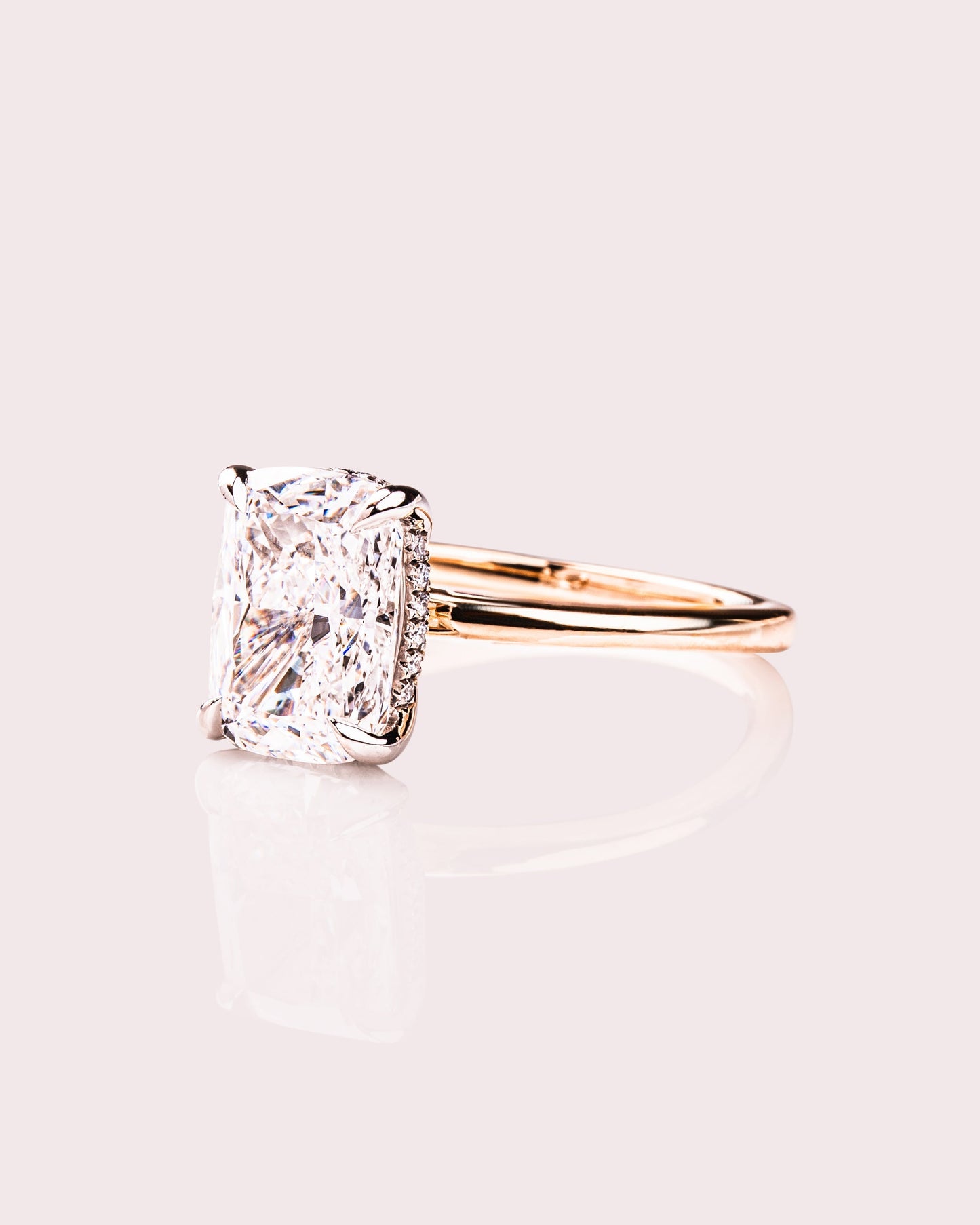 Cushion Hidden Halo Lab Grown Diamond Engagement Ring