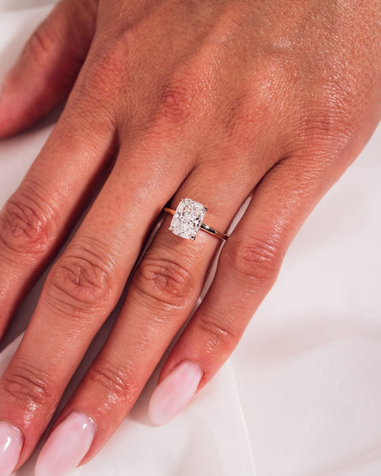 Cushion Hidden Halo Lab Grown Diamond Engagement Ring