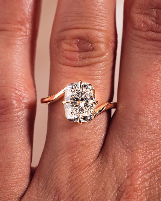 Cushion Hidden Halo Lab Grown Diamond Engagement Ring