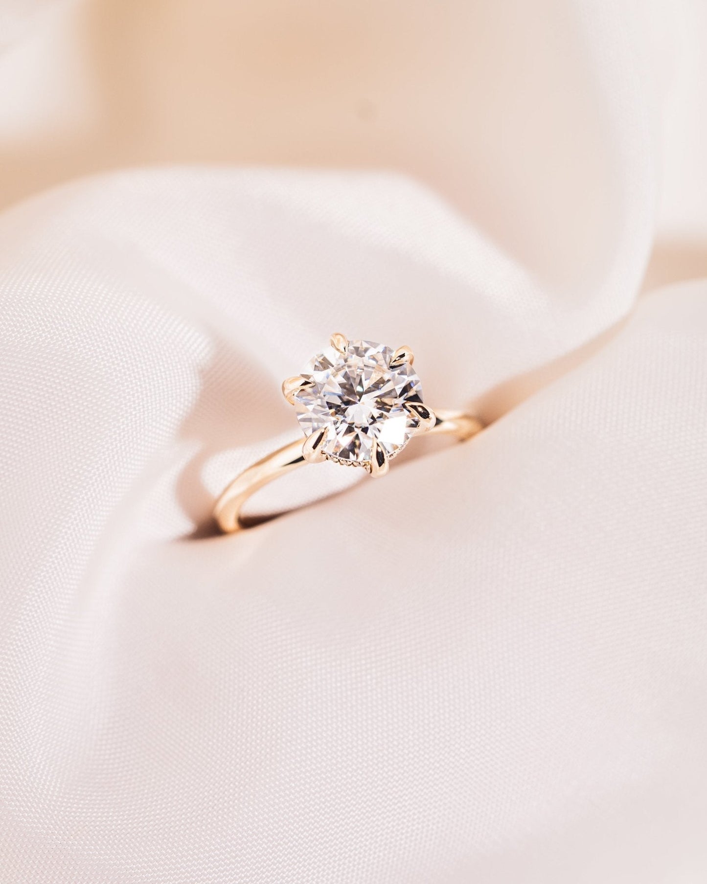 Cushion Hidden Halo Lab Grown Diamond Engagement Ring