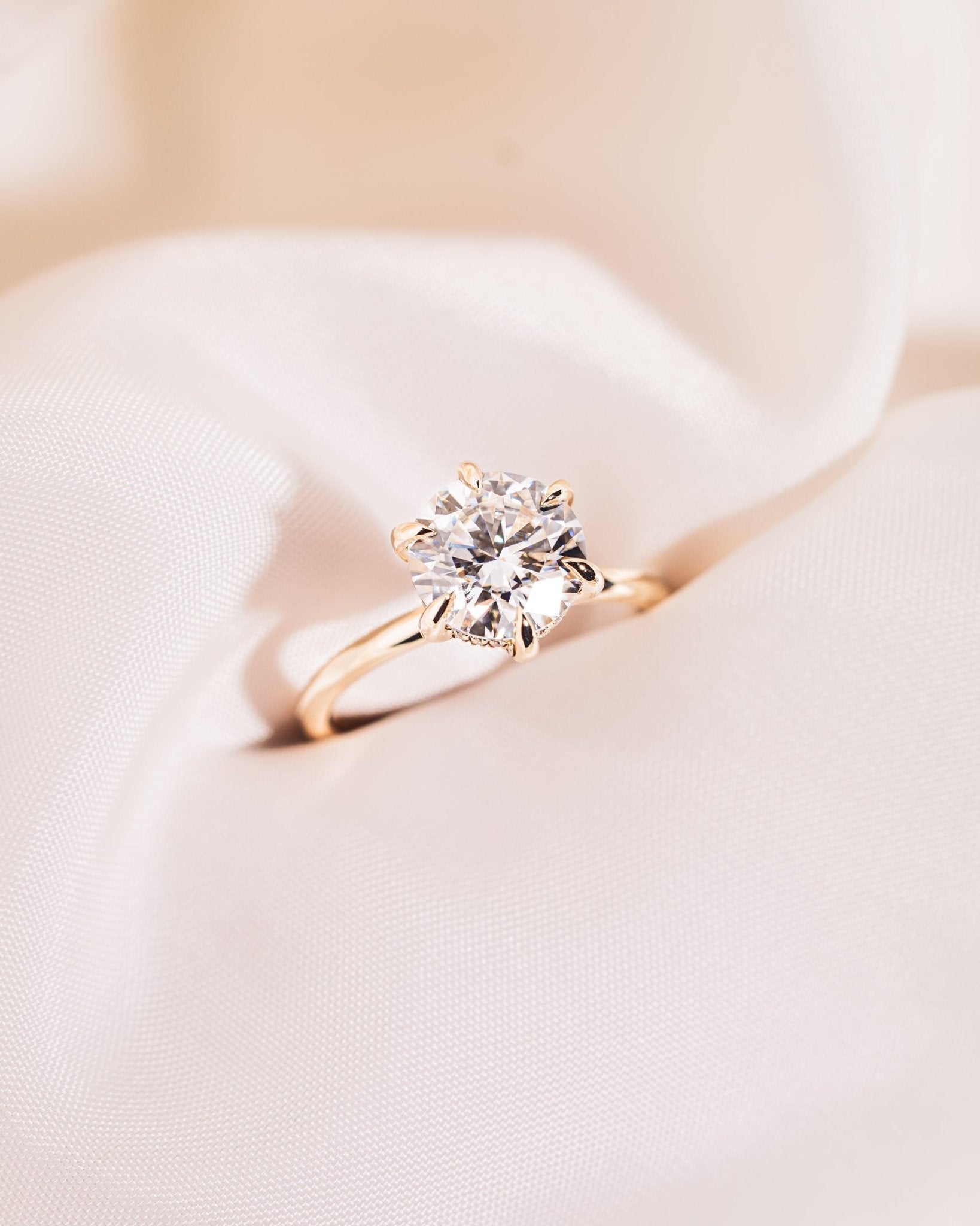 Cushion Hidden Halo Lab Grown Diamond Engagement Ring