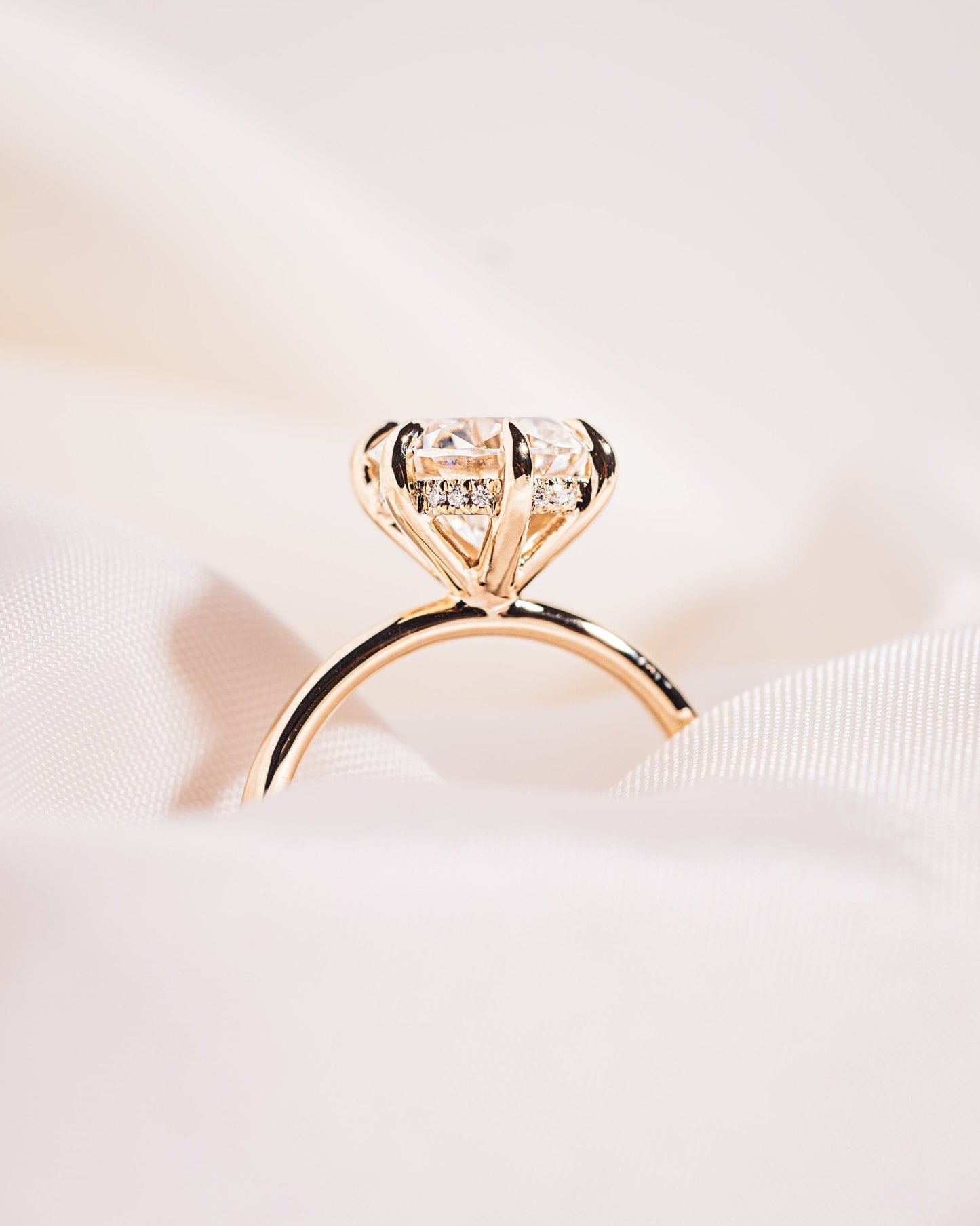 Cushion Hidden Halo Lab Grown Diamond Engagement Ring