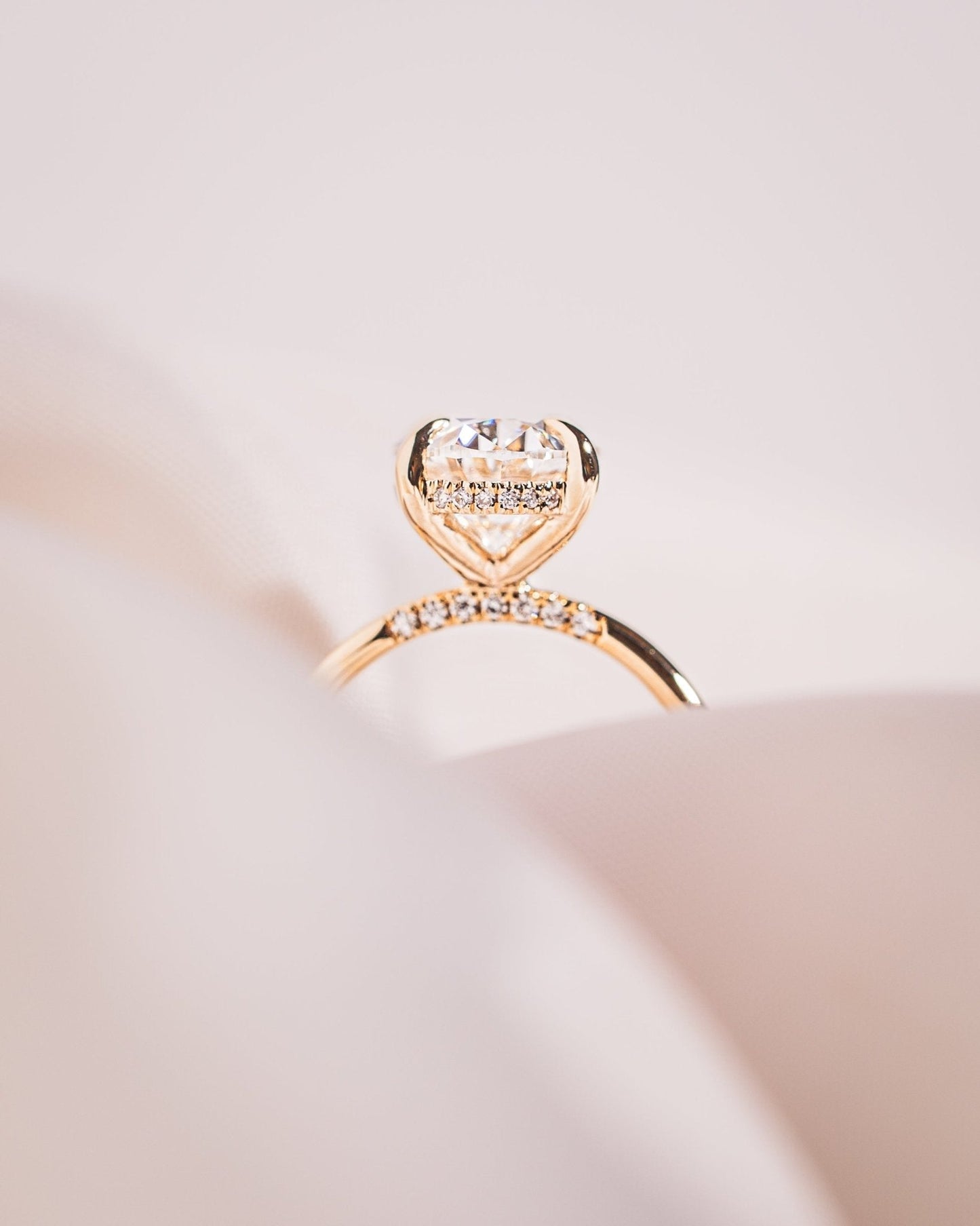 Cushion Hidden Halo Lab Grown Diamond Engagement Ring