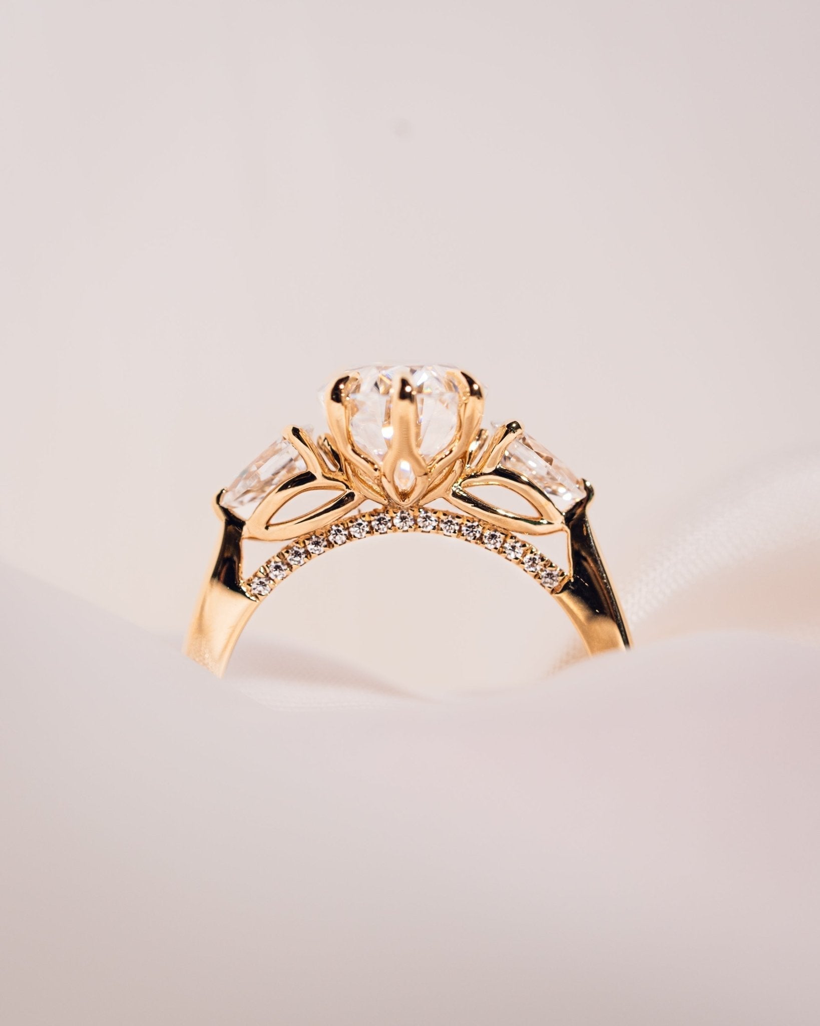 Cushion Hidden Halo Lab Grown Diamond Engagement Ring