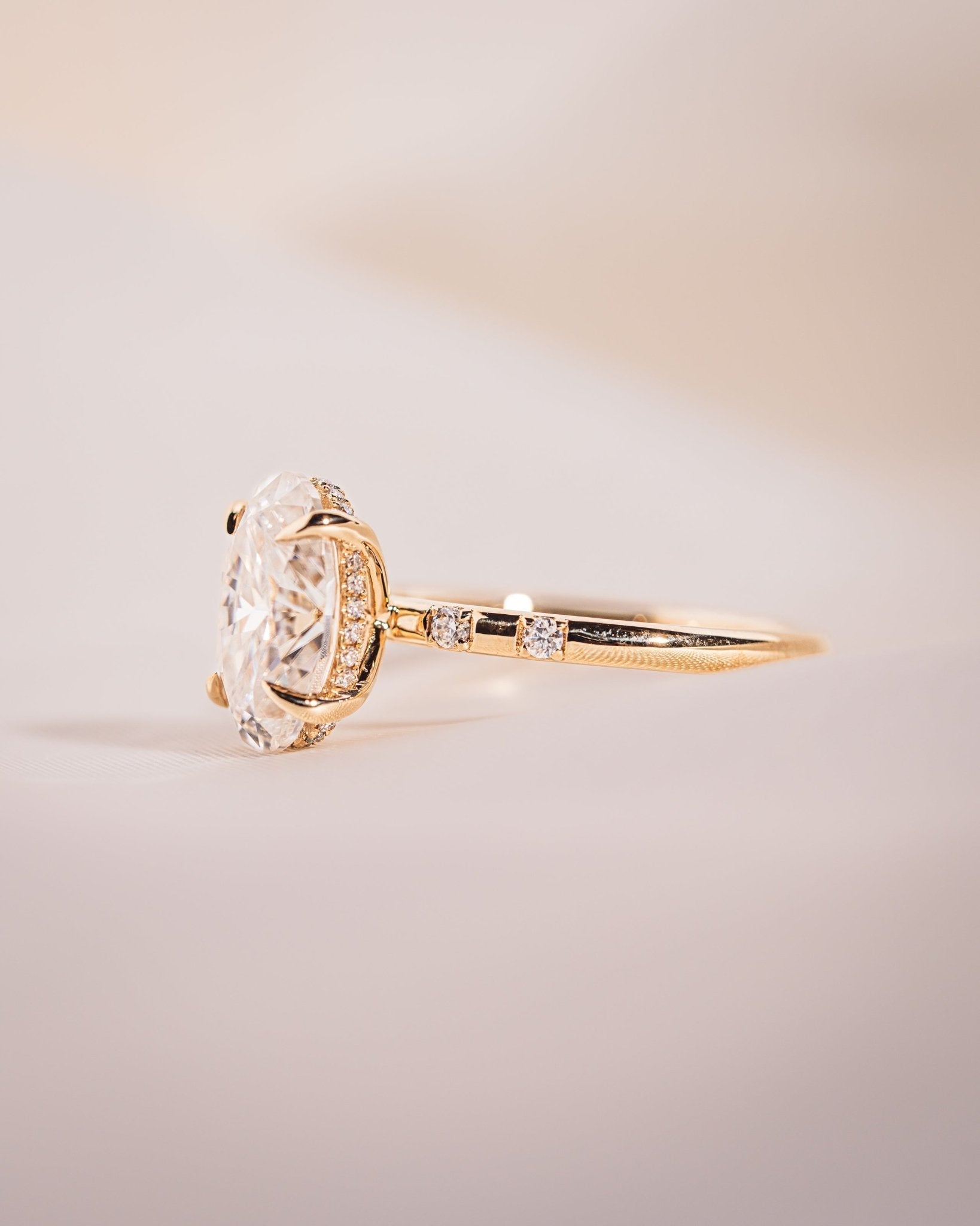 Cushion Hidden Halo Lab Grown Diamond Engagement Ring