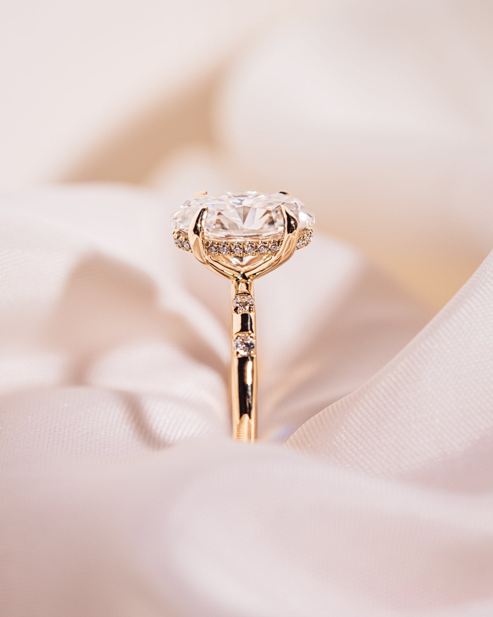 Cushion Hidden Halo Lab Grown Diamond Engagement Ring