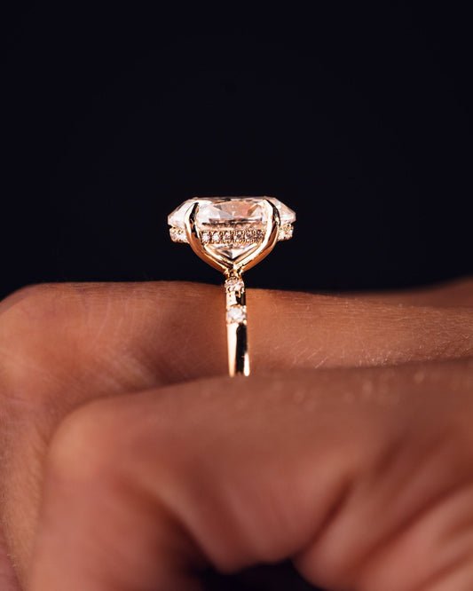 Cushion Hidden Halo Lab Grown Diamond Engagement Ring