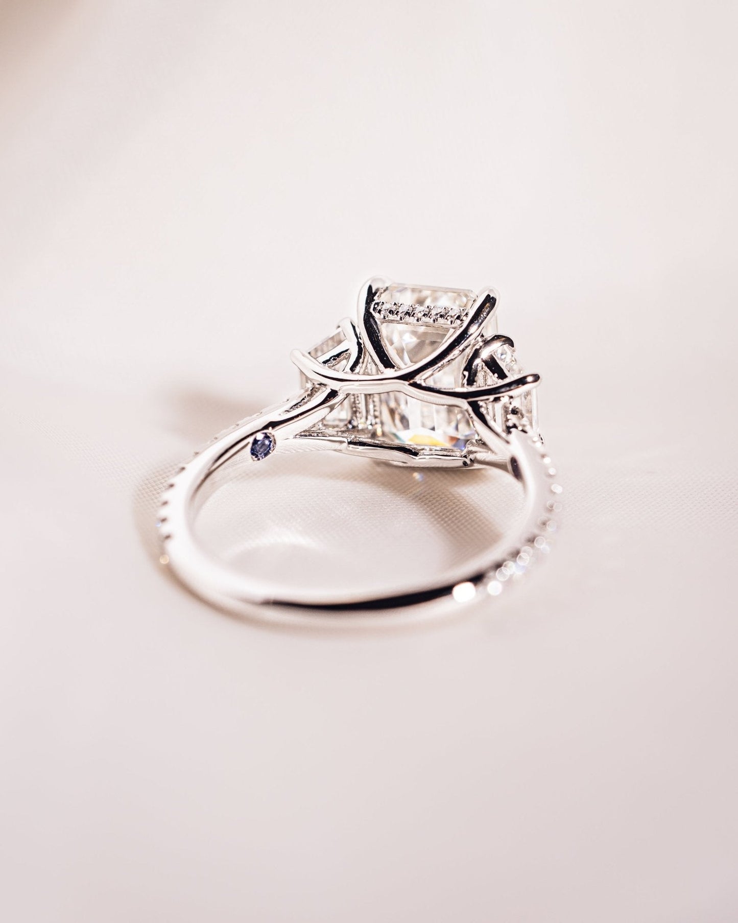 Cushion Hidden Halo Lab Grown Diamond Engagement Ring