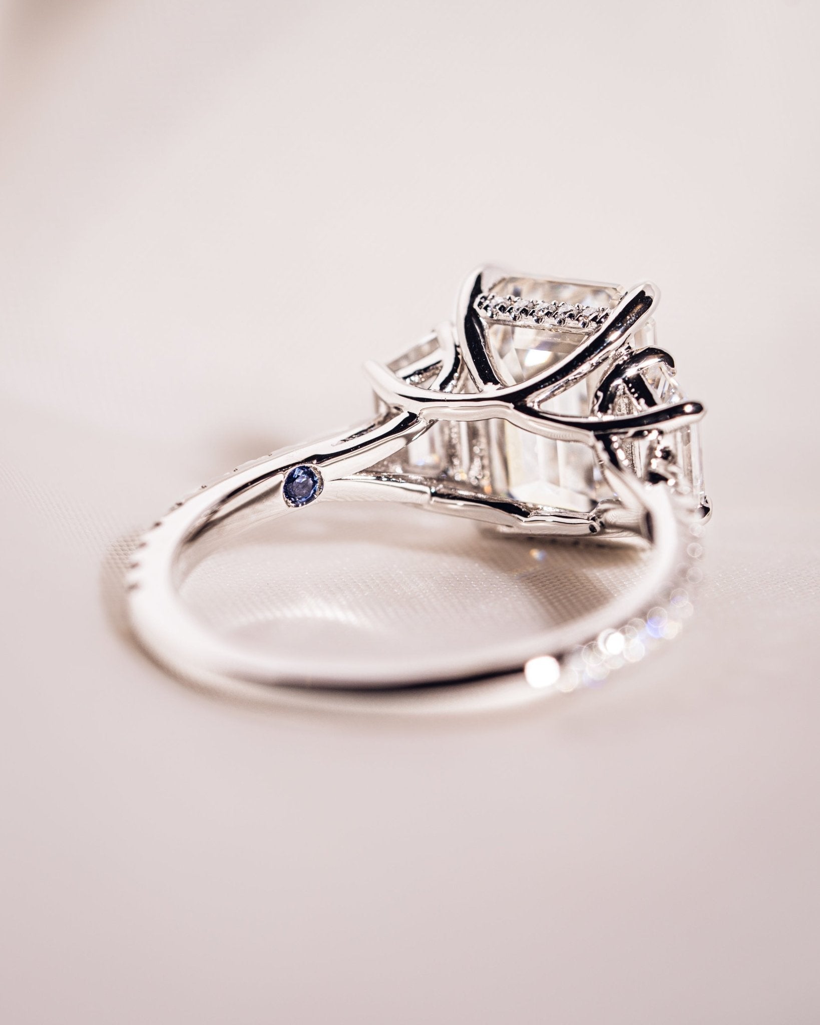 Cushion Hidden Halo Lab Grown Diamond Engagement Ring