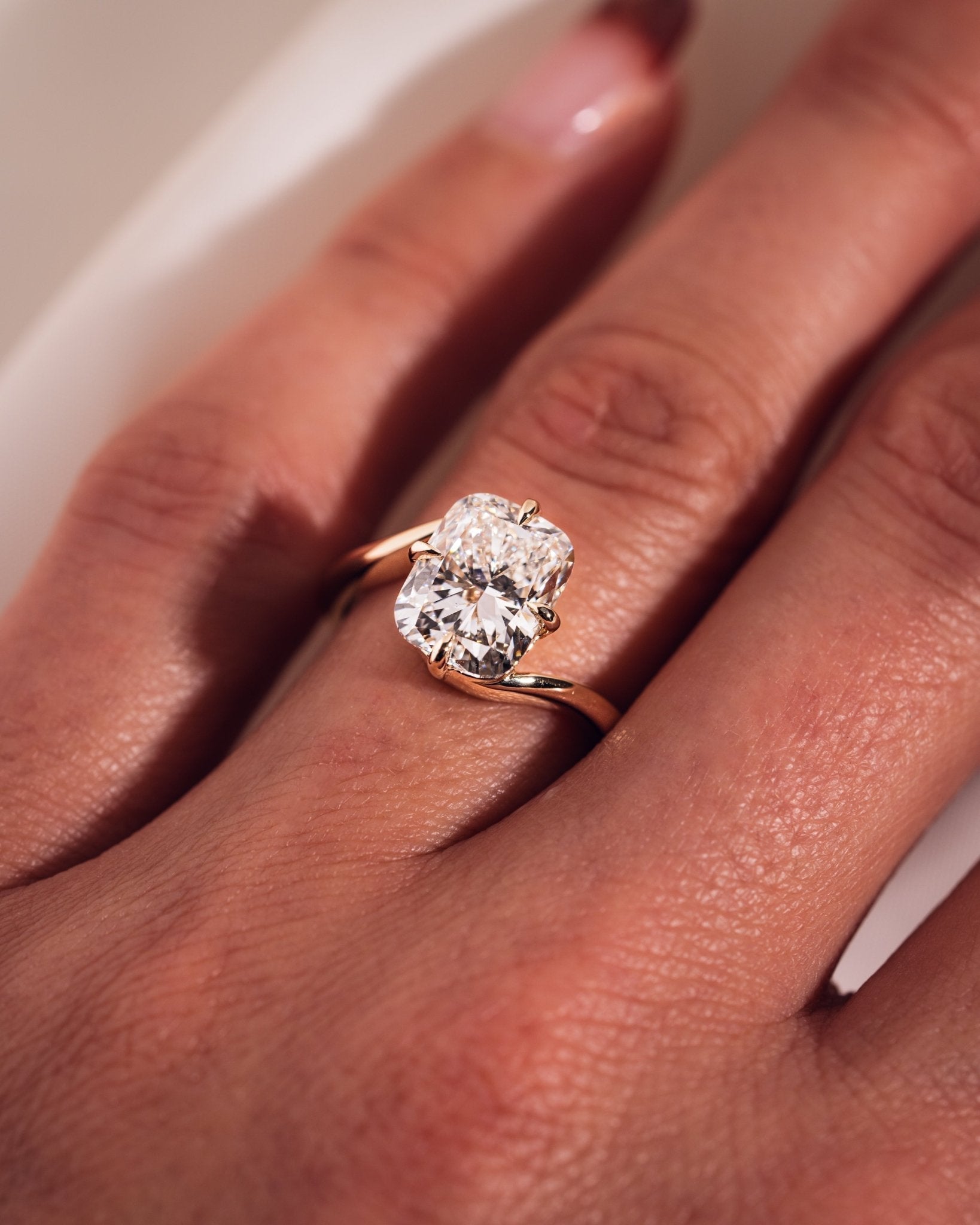 Cushion Hidden Halo Lab Grown Diamond Engagement Ring