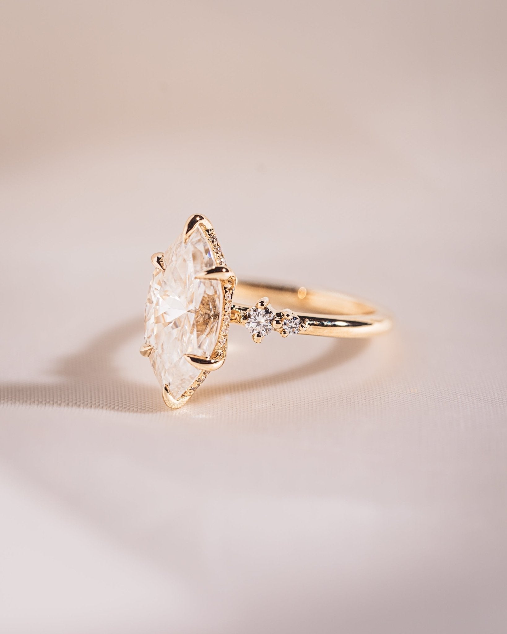 Cushion Hidden Halo Lab Grown Diamond Engagement Ring