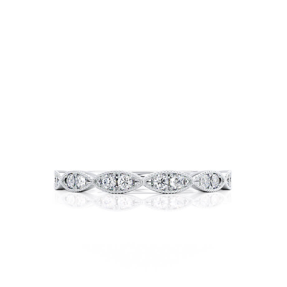 0.16 CT Round Shaped Moissanite Milgrain Style Wedding Band 2