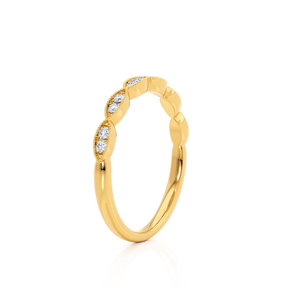 0.16 CT Round Shaped Moissanite Milgrain Style Wedding Band 3