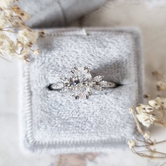 1.20 CT Oval Cluster CVD D/VS1 Diamond Engagement Ring 1