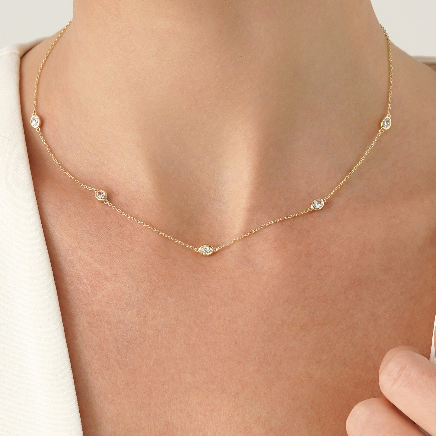 1.0 CT Round Bezel Solitaire Lab Grown Diamond Necklace